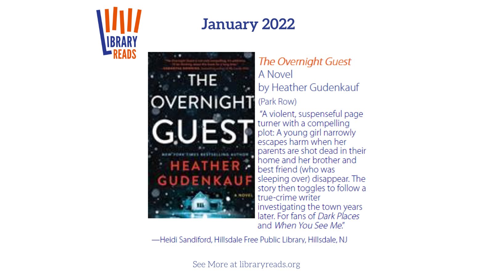 Snuggle up with a creepy OVERNIGHT GUEST (and a Jan. 2022 LibraryReads ...